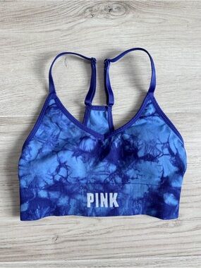 PINK Victoria’s Secret Active Seamless Lightly Lined Blue Tie Dye Sports Bra XS